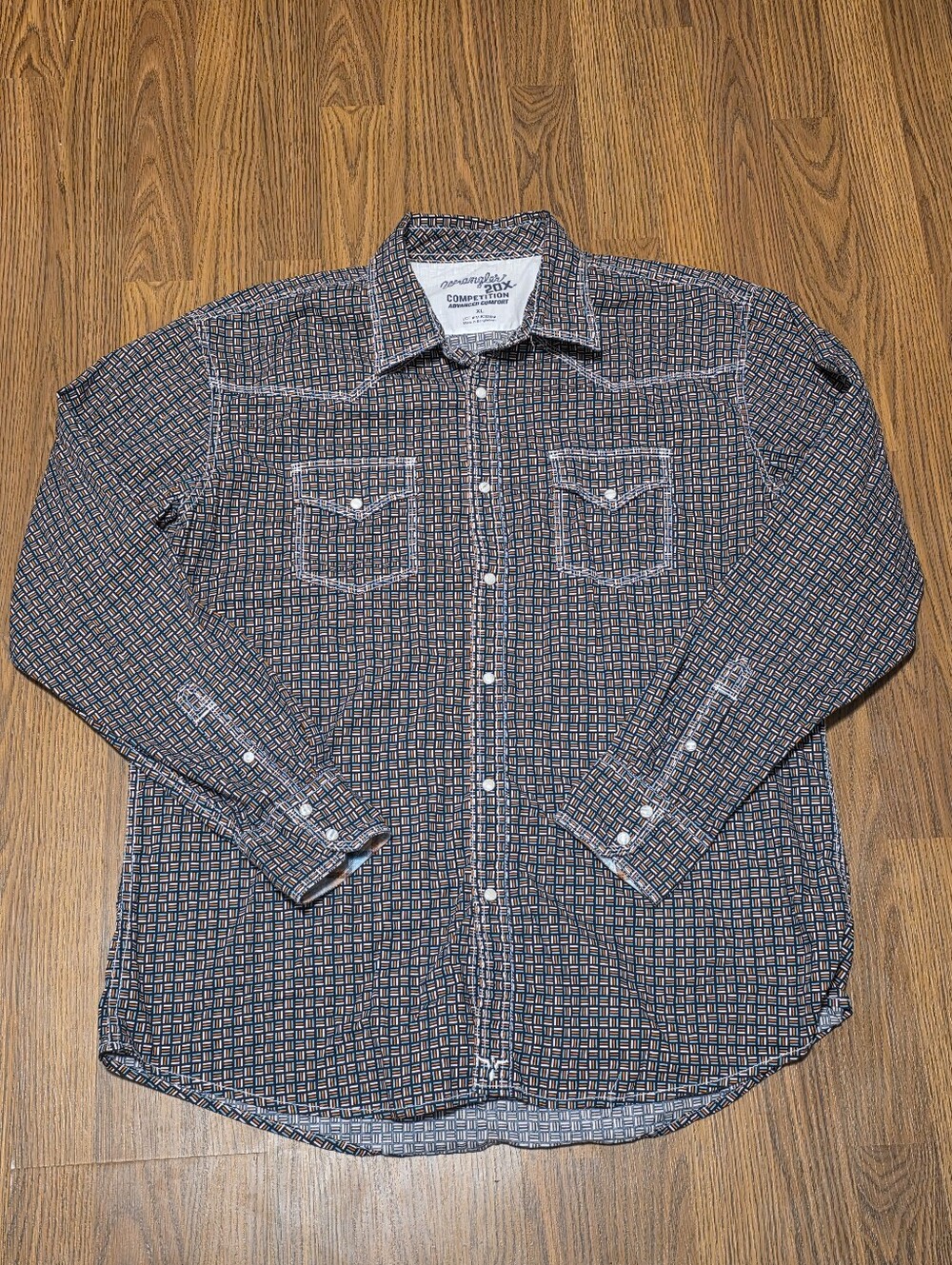 Wrangler 20X Competition Advanced Comfort Pearl Snap Western Shirt Geo Print XL